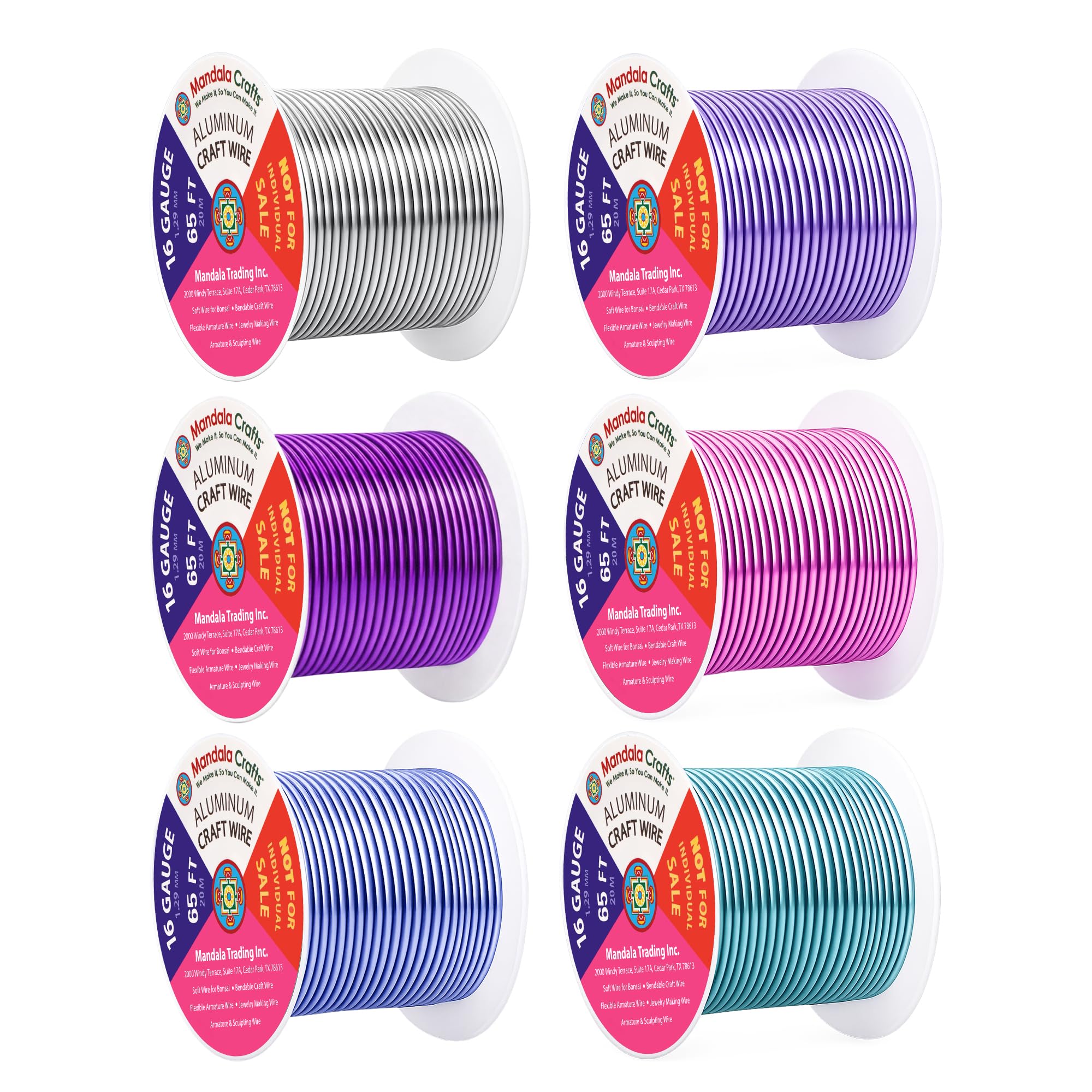 Mandala Crafts 16 GA Turquoise Pink Assorted Anodized Aluminum Craft Wire