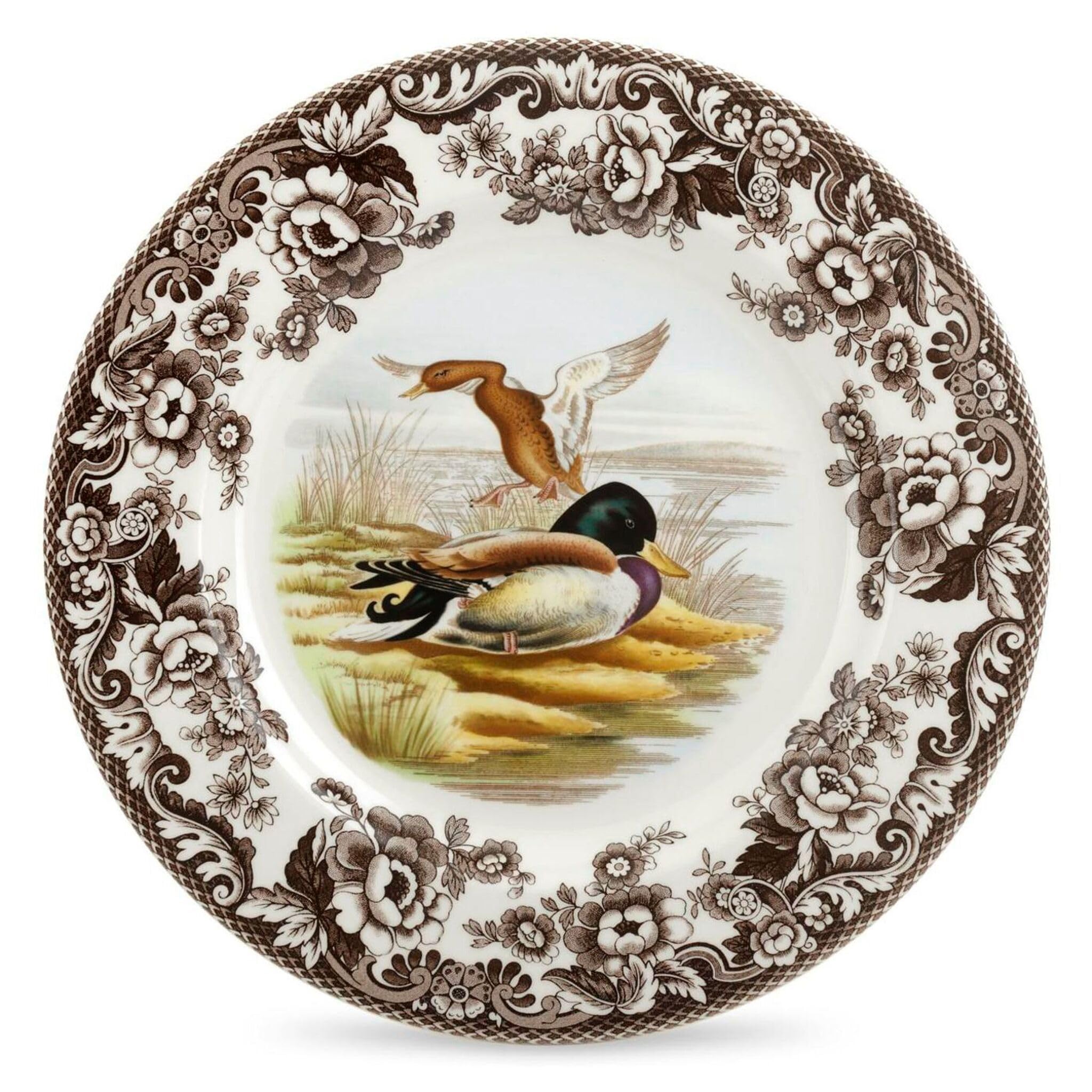 Woodland Mallard Wildlife 10.5" Dinner Plate - Fine Earthenware, Dishwasher & Microwave Safe, Warm Oven to 225°F, Rustic Holiday Dining & Collectible Serving Plate - Made in England