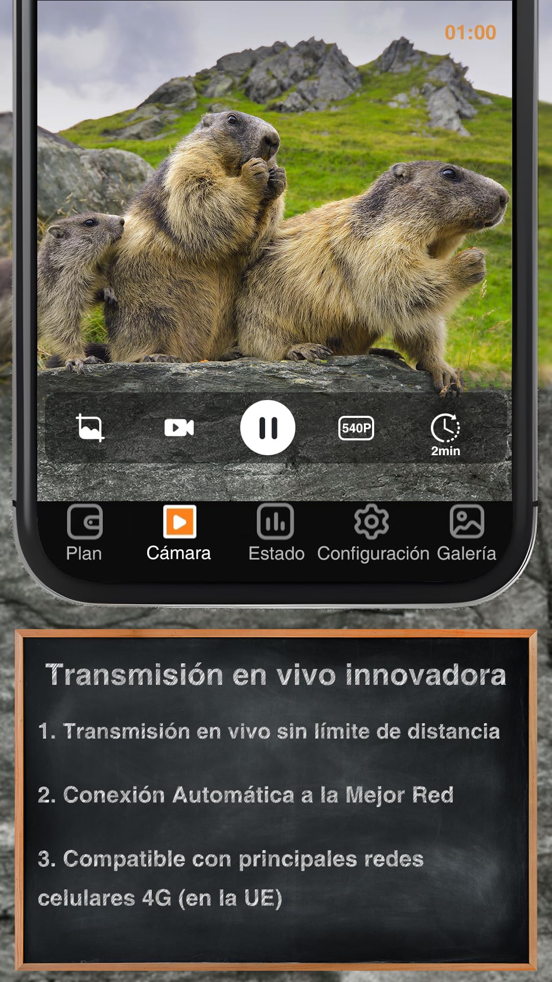 GardePro X50 Pro MAX Câmaras de Caça 4G LTE con Transmisión en Vivo, Recargable 8000mAh, Tarjeta SD Incorporada, 48MP 1296P, Camara Fototrampeo X50PLMB con Alcance de Visión Nocturna