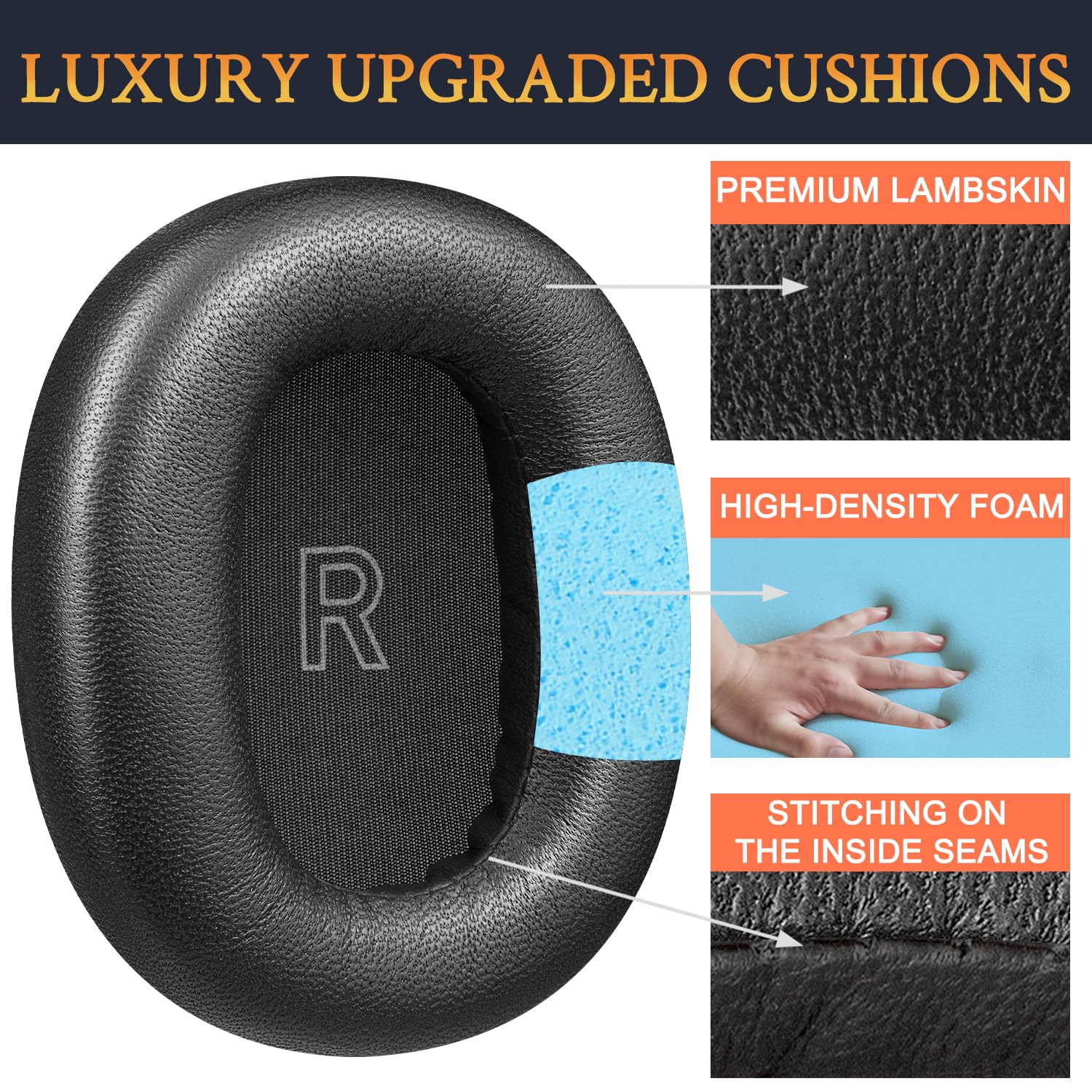 SOULWIT Coussinets de Rechange en Peau d’Agneau pour Bang & Olufsen Beoplay H95, Casques Over-Ear avec Annulation de Bruit Active, Coussinets d’Oreille en Mousse à mémoire de Forme de Haute densité