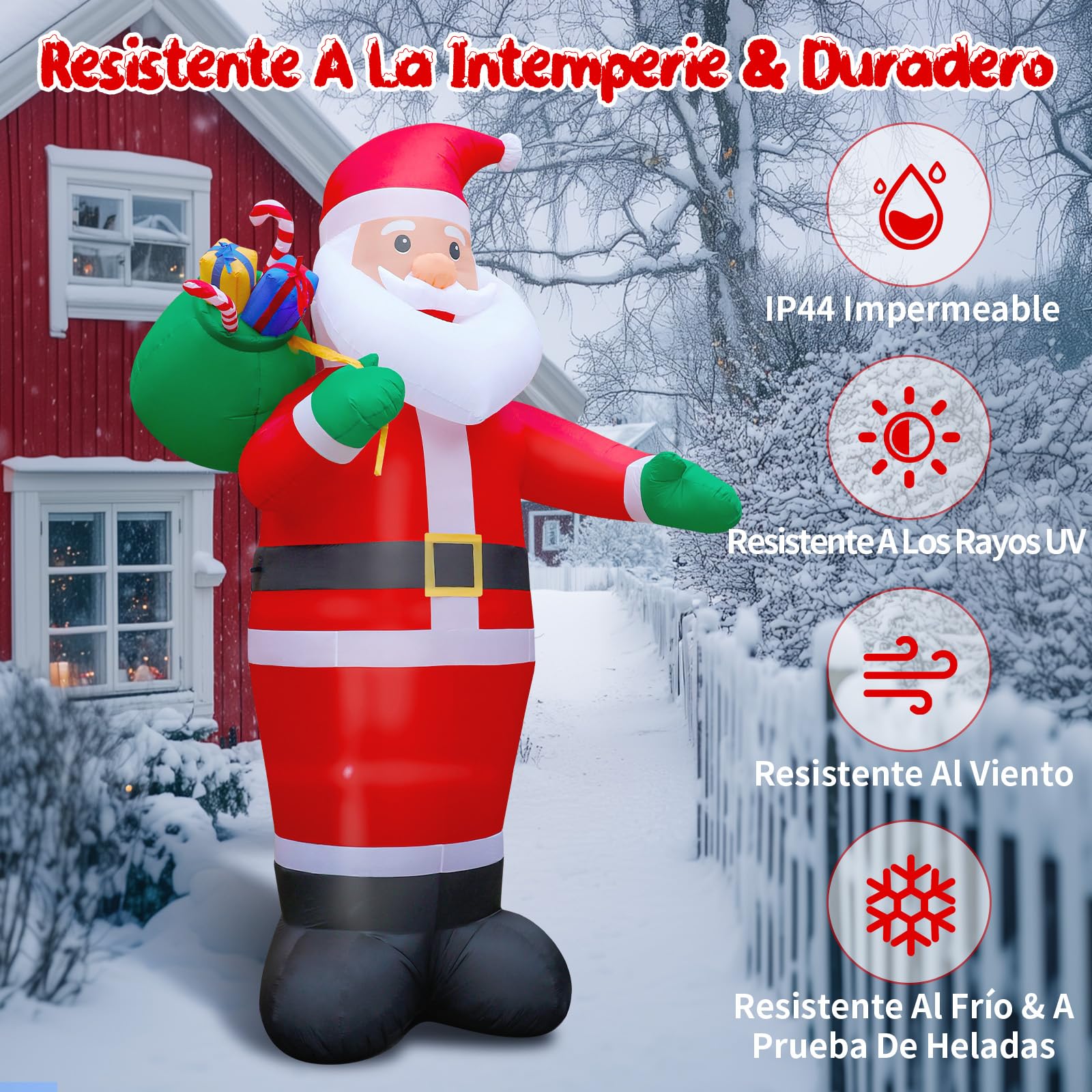 427CM/14FT Papá Noel Decoración Exterior – Papá Noel Gigante de Pie, Impermeable con Leds Integradas para Jardín, Césped y Fiesta de Navidad – Decoracion Navidad Exterior