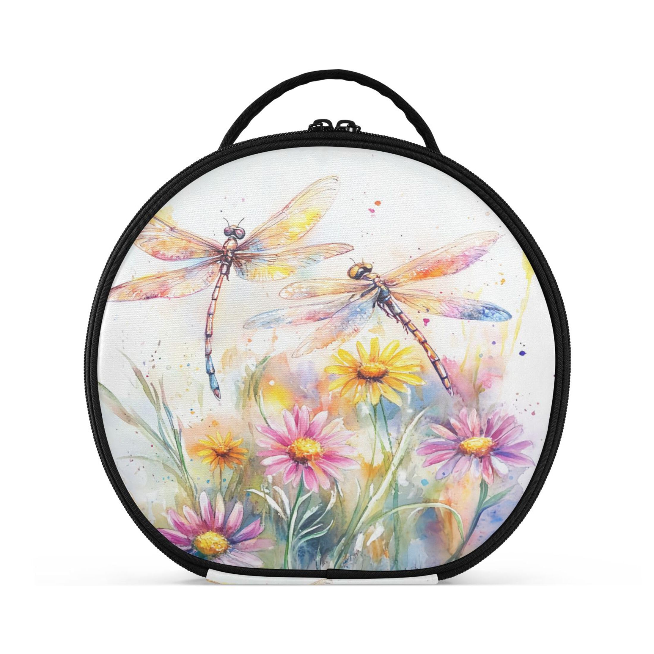 Takiito Dragonflies Flowers Travel Makeup Case Portable Makeup Box Artist Cosmetic Case Organizer With Adjustable Dividers