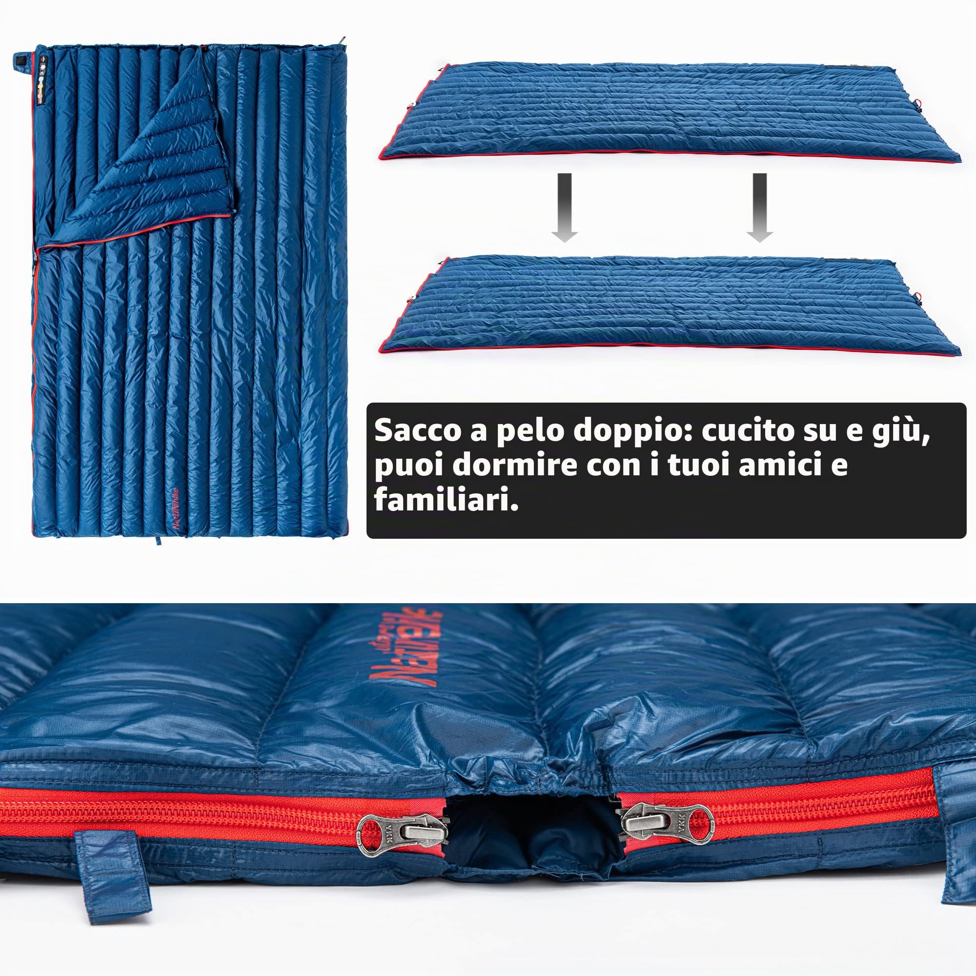 Naturehike Sacco a pelo in piuma ultraleggero – Compatto e portatile, modello a coperta (650 FP) – Sacco a pelo invernale 4 stagioni con ingombro ridotto, ideale per campeggio ed escursionismo