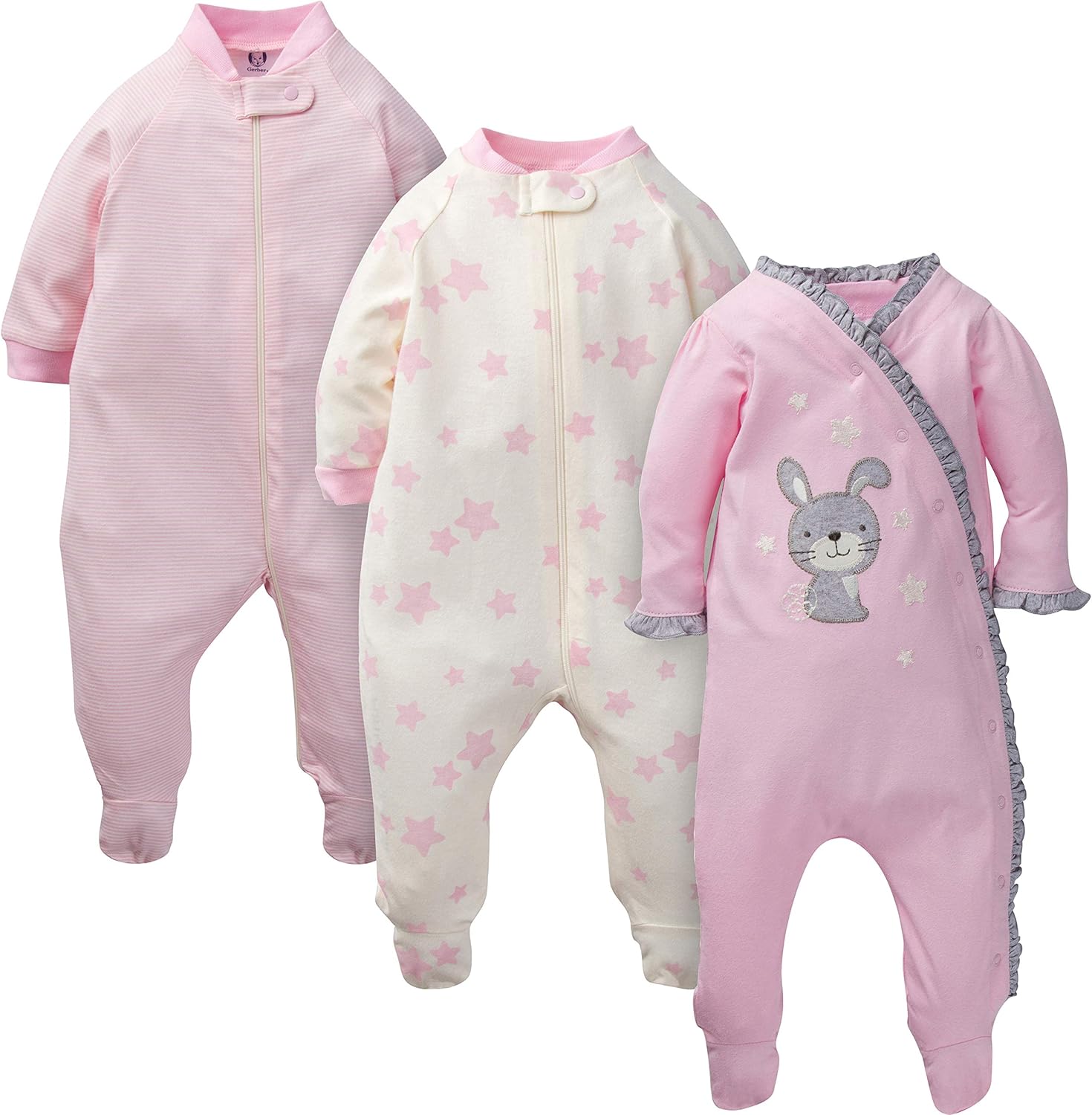 Gerber Baby Girls' 3-Pack Organic Sleep 'N Play: Clothing