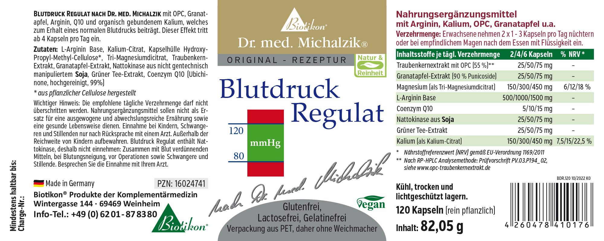 Blutdruck Regulat Dr. med. Michalzik - ohne Zusatzstoffe - von BIOTIKON®