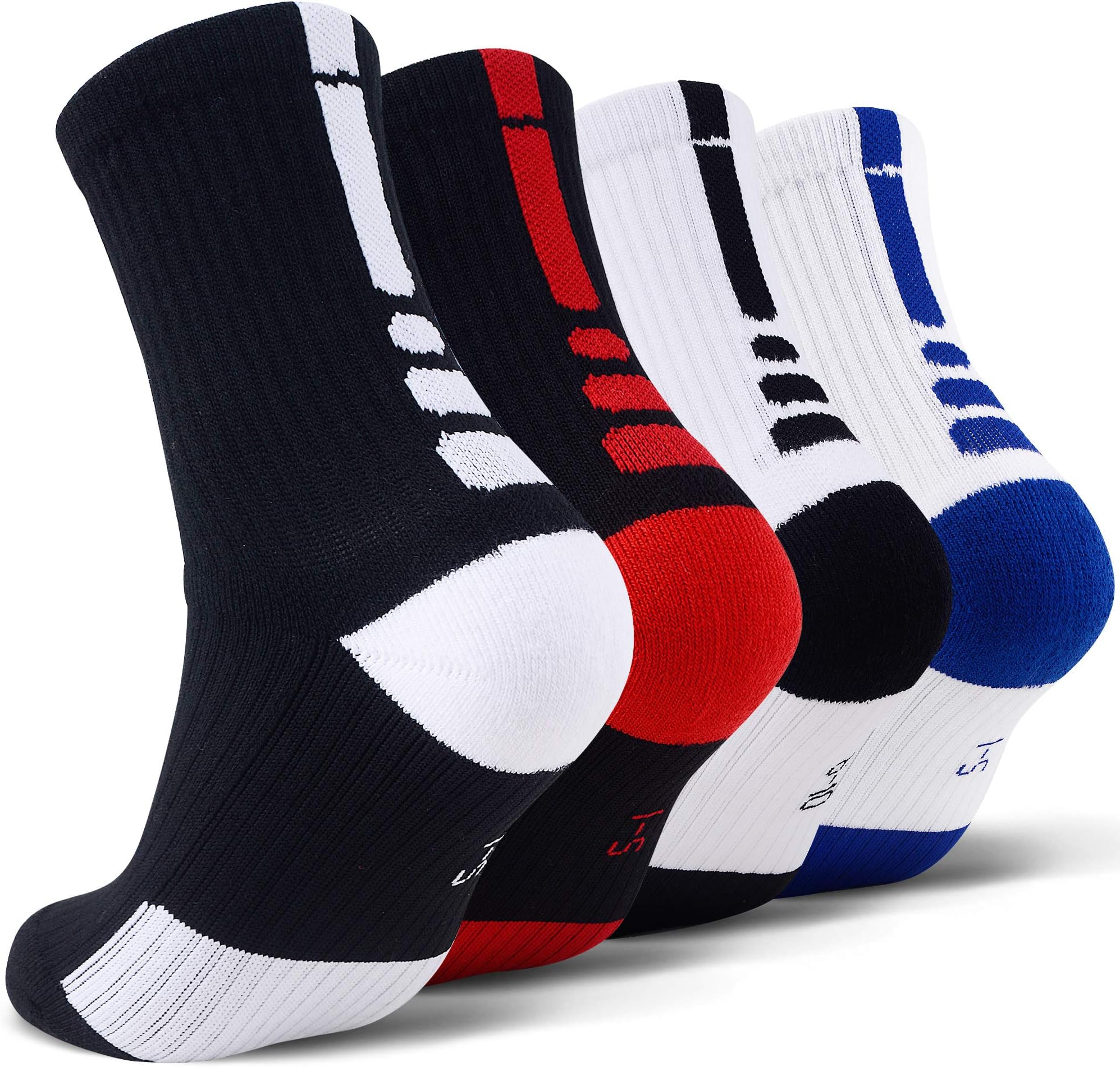 Kids Athletic Sport Sockcs Team Basketball Soccer Crew Socks For Ages 4 to 16