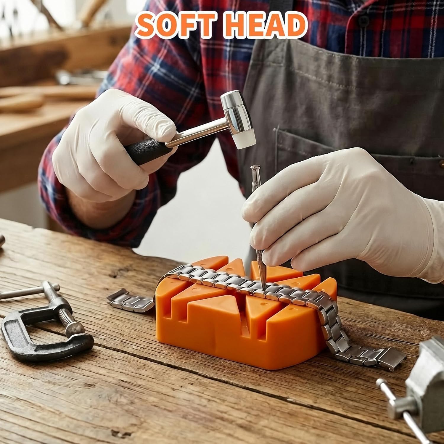 Mini Jewelry Hammer (6.88") - Dual Head Rubber & Metal Mallet for Watch Repair, Jewelry Making & DIY Crafts - Precision Small Hammer for Building Blocks & Hobby Models - 1PC Compact Craft Tool