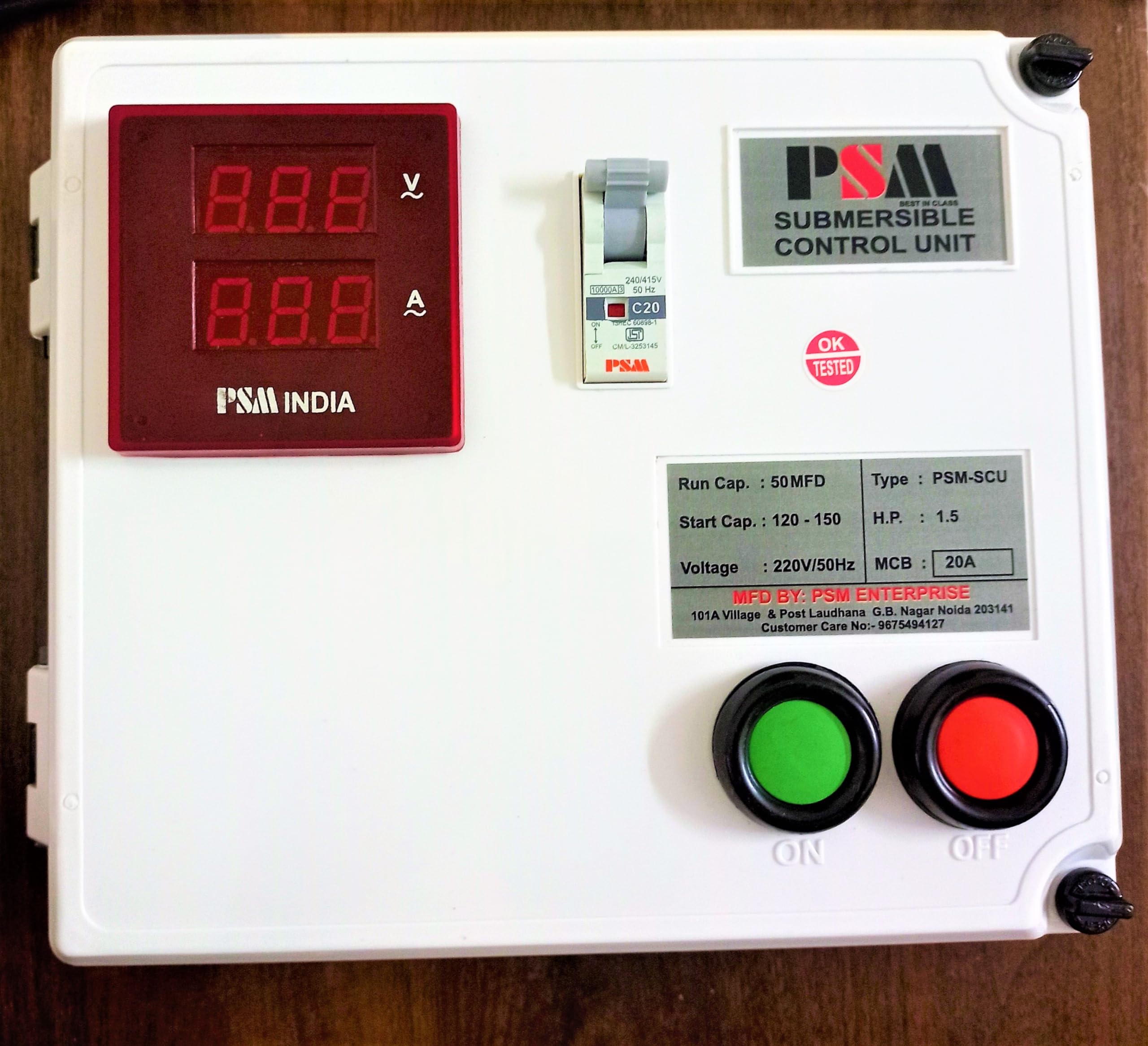 PSM INDIA 1 HP Control Digital Panel For Single Phase Submersible Motor Pump/Motor Starter For Submersible motor Pump in Plastic Body