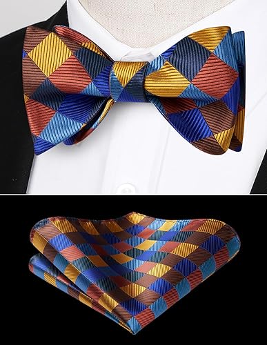 Miniatura 3 de Pajaritas para hombre, a cuadros, corbata de lazo y bolsillo cuadrado de lazo, esmoquin formal, corbatín de boda, corbatines y pañuelos