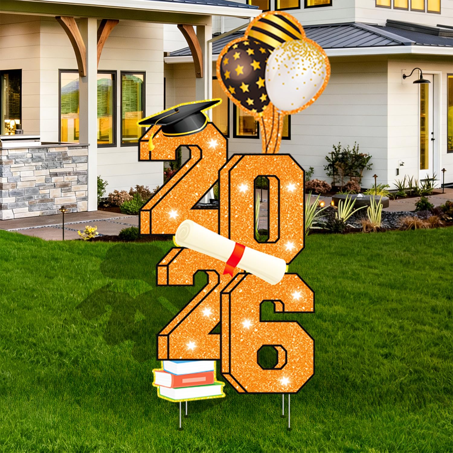 Photo 1 of 2026 Graduation Decorations - 3.5FT Large Class 2026 Graduation Yard Sign Yard Decorations Congrats Graduation Lawn Signs 2026 Grad Yard Signs with Stakes for Outdoor Indoor Congrats Graduation Party Decoration Supplies