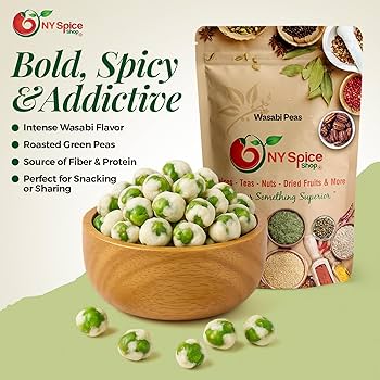 Snak Shed - Wasabi Green Peas (45g) - Hot And Spicy Wasabi Green Peas, Bar Snack, Vegan & Vegetarian Snack, High In Fibre, Packed With Protein, Natural Source Of Healthy Fats, Potassium