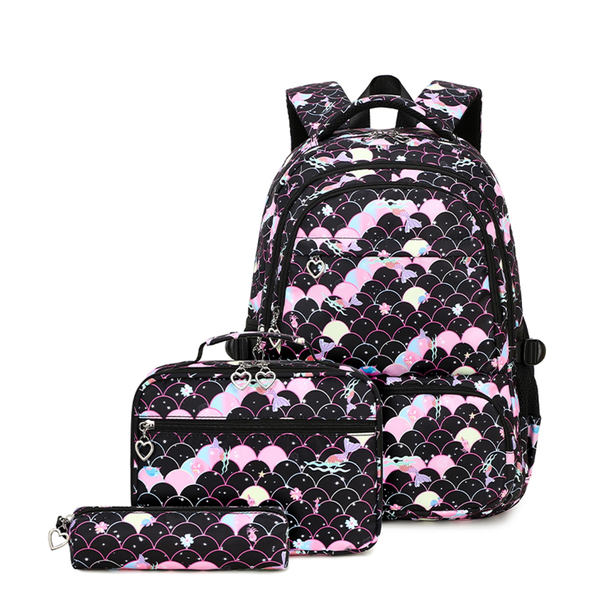 ZHANAO Backpack Set for Girls,School Bags with Lunch Box Pencil Case,Bookbag Set for Teen Girls Elementary Students