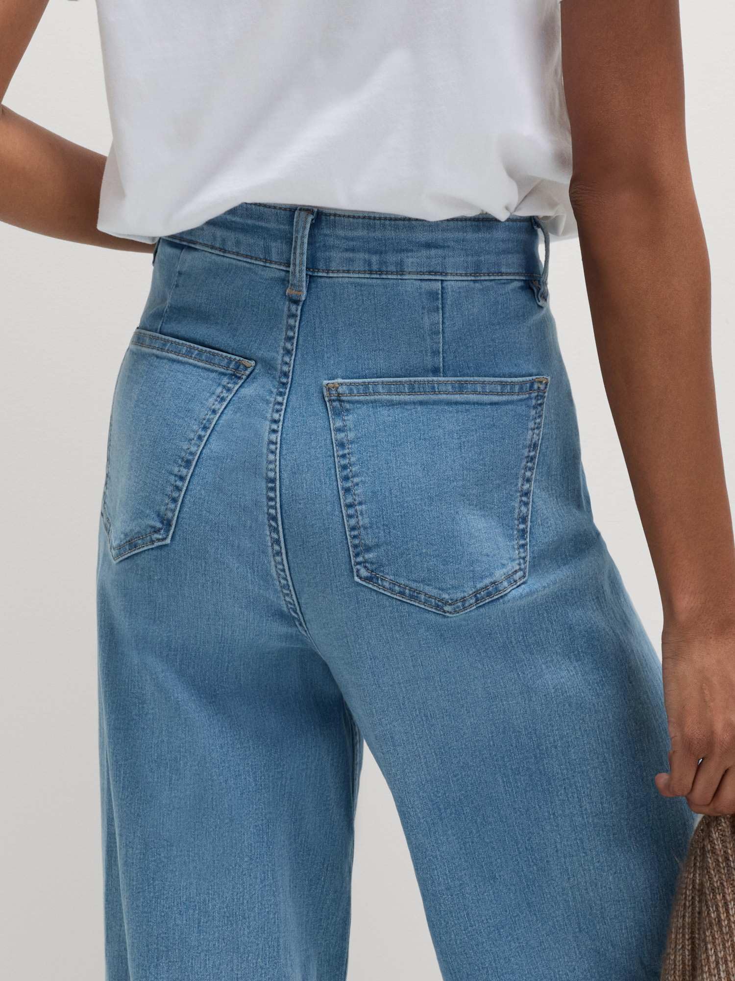Marks & Spencer Jean Taille Haute Jambes Larges Longueur Cheville Femme, avec Stretch