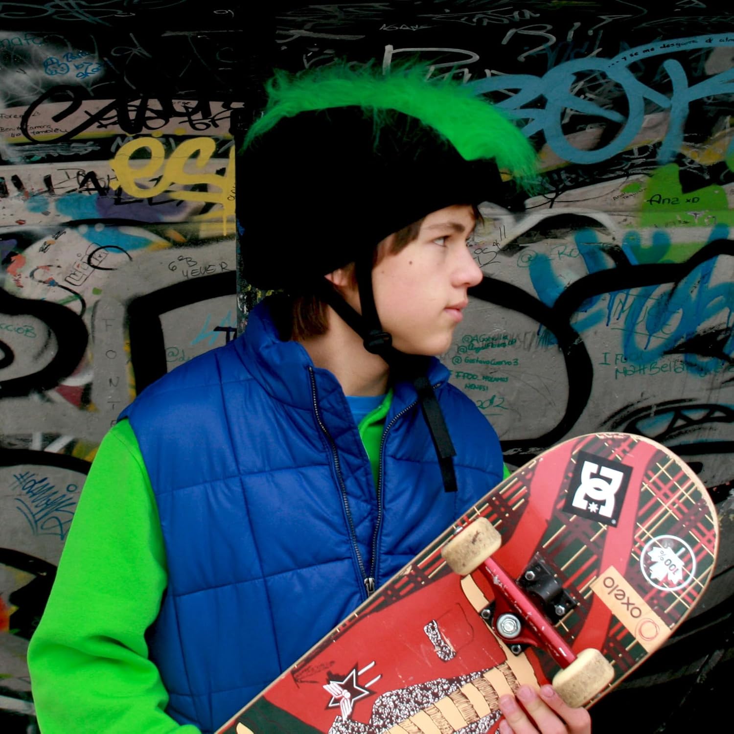 COOLCASC Furry Green Multisport Helmet Cover