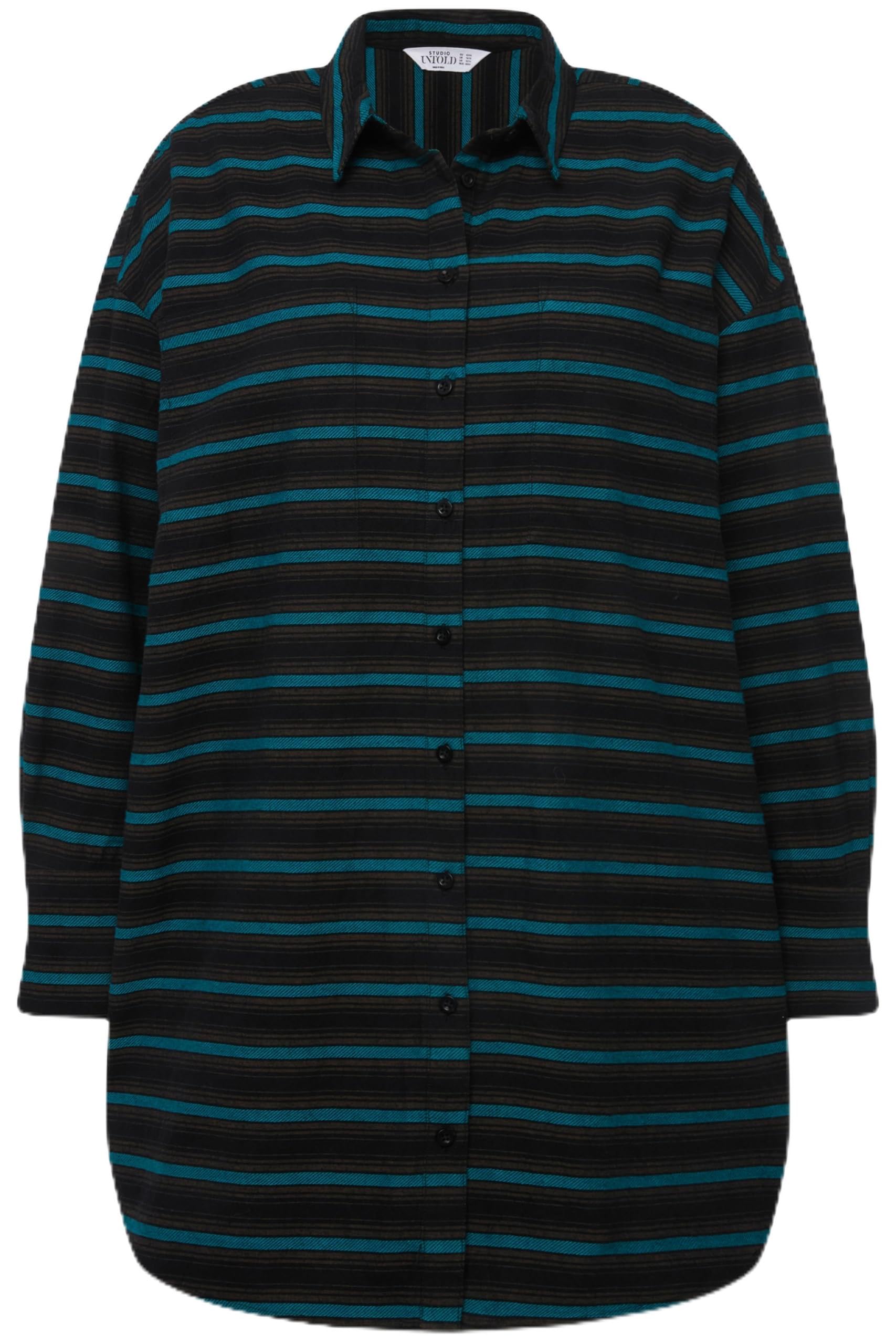 Studio Untold Damen große Größen Übergrößen Plus Size Oversized-Hemdbluse, Streifen, Hemdkragen, Langarm, Unisex 823563