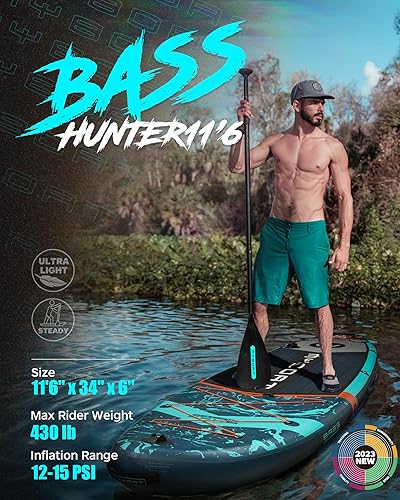 Miniatura 2 de MYBOAT Tabla de remo inflable extra ancha de 11 x 33 x 6 pulgadas, tabla de remo de pie, tabla de sup con asas de seguridad, 3 aletas extraíbles,