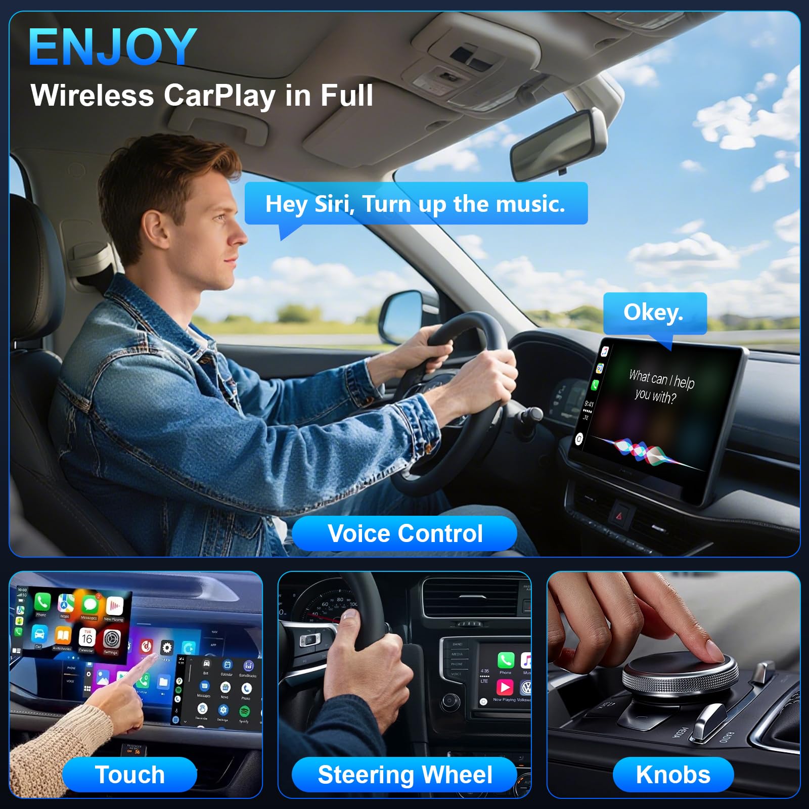 Adattatore 2 In 1 Wireless Carplay E Android Auto, Mini Carplay Aggiornato 2025, Converte Da Cablato A Wireless, Plug & Play, Connessione Automatica, Compatto, Per Iphone E Android (Nero Opaco)