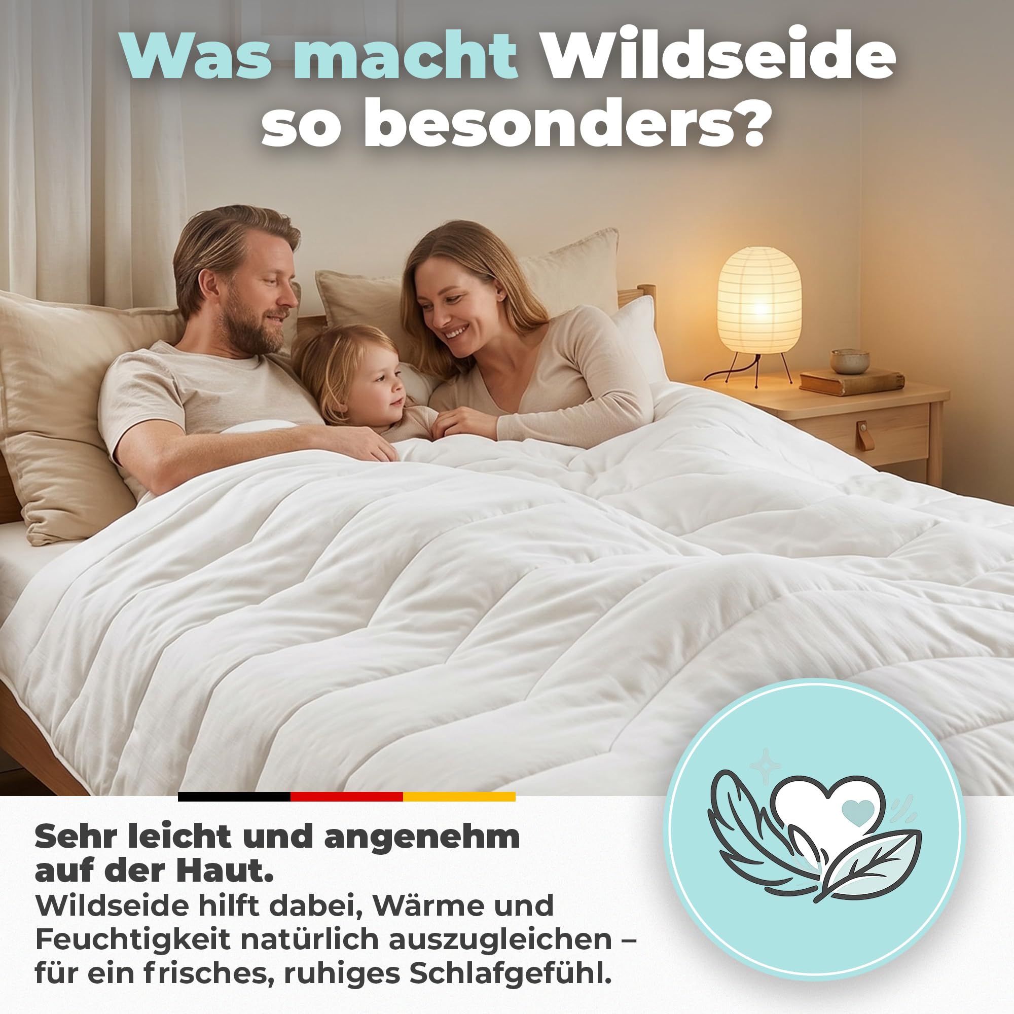 BEFA NATUR Wildseidendecke Sommer 135x200 cm – 100% Wildseide | Made in Germany | Atmungsaktive Sommerbettdecke | Leicht, temperaturausgleichend & hautfreundlich | Oeko-TEX® Standard 100
