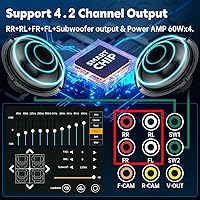 Vista 3 de Estéreo inalámbrico de doble DIN para automóvil con Apple Carplay, Android Auto - Pantalla TFT HD de 7 pulgadas, Bluetooth, subwoofer, Mirror Link