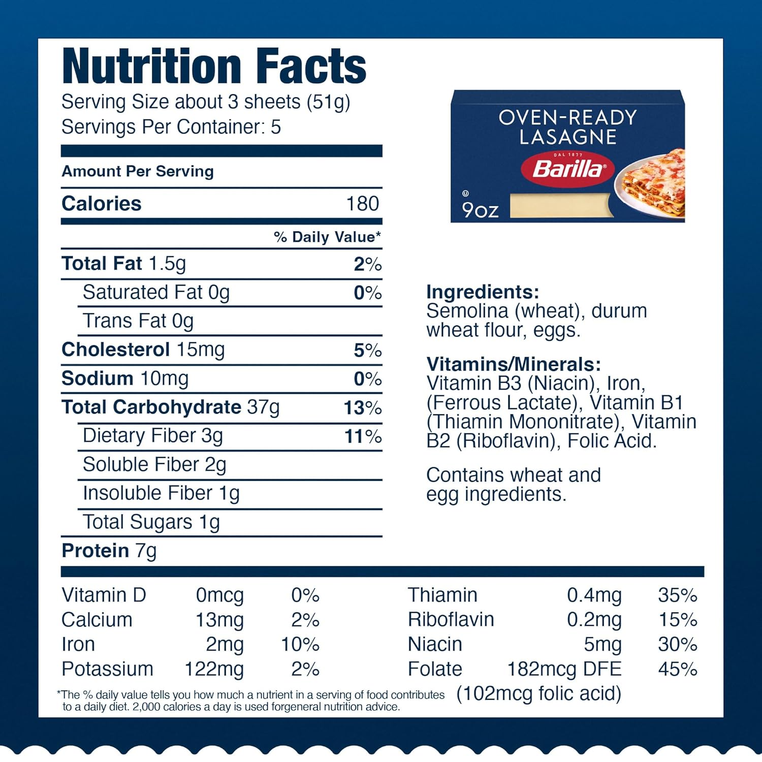 Barilla Oven-Ready Lasagne, 9 oz. Box (Pack of 12) - Pasta Made with Durum Wheat Semolina - Kosher Certified