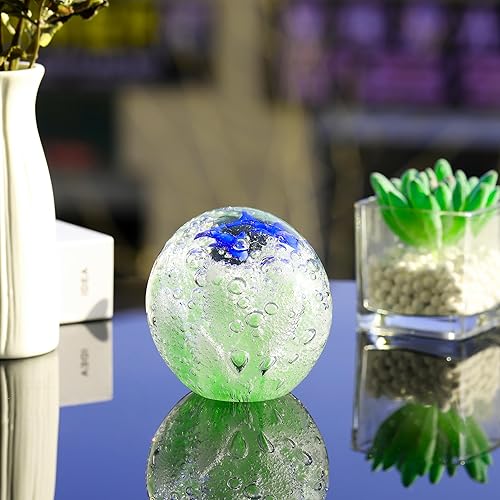 Miniatura 2 de Qianwei Figuras de vidrio soplado a mano, bola de cristal de pisapapeles, decoración del mar para el hogar, decoración de acuario, decoración de