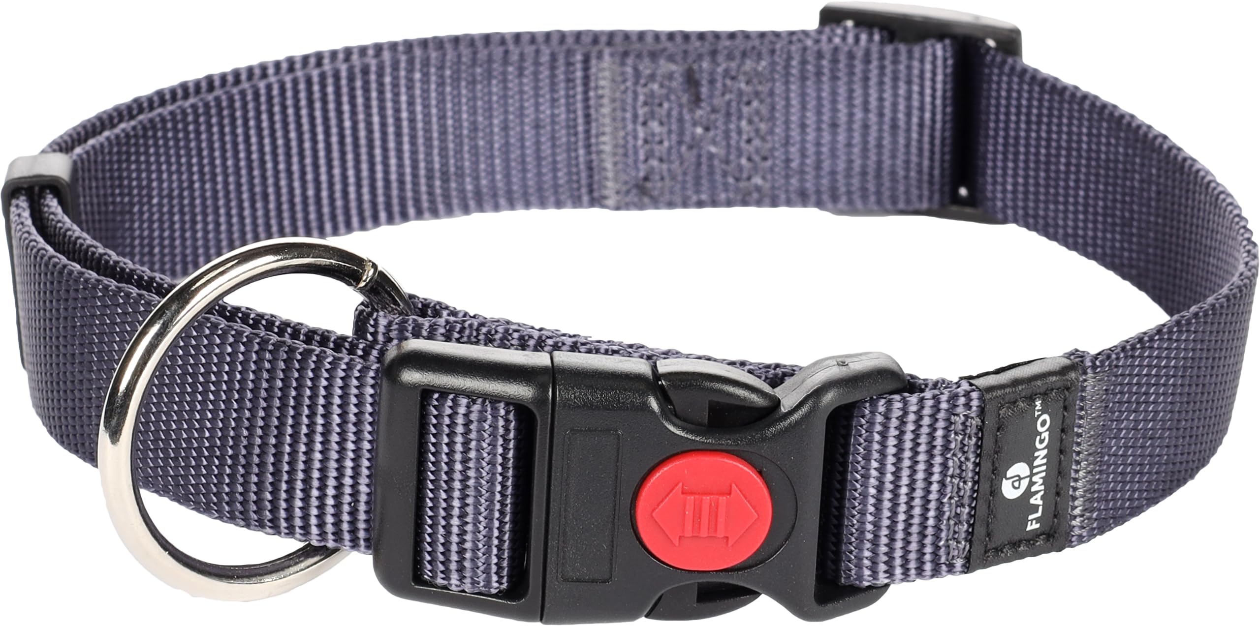 Flamingo Dog Collar Ziggi Granite-blue L 45-65cm 25mm