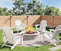 Vista 15 de GarveeLife Juego de 4 sillas plegables Adirondack con 2 mesas auxiliares, sillas de plástico HDPE para exteriores con textura de madera, 380 libras