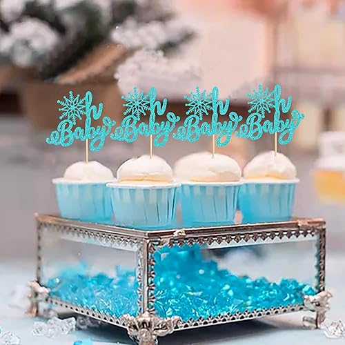 Miniatura 10 de Ercadio Paquete de 24 adornos de copos de nieve Let it Snow para cupcakes con purpurina plateada Let it Snow Cupcake Picks Winter Snowflake Frozen