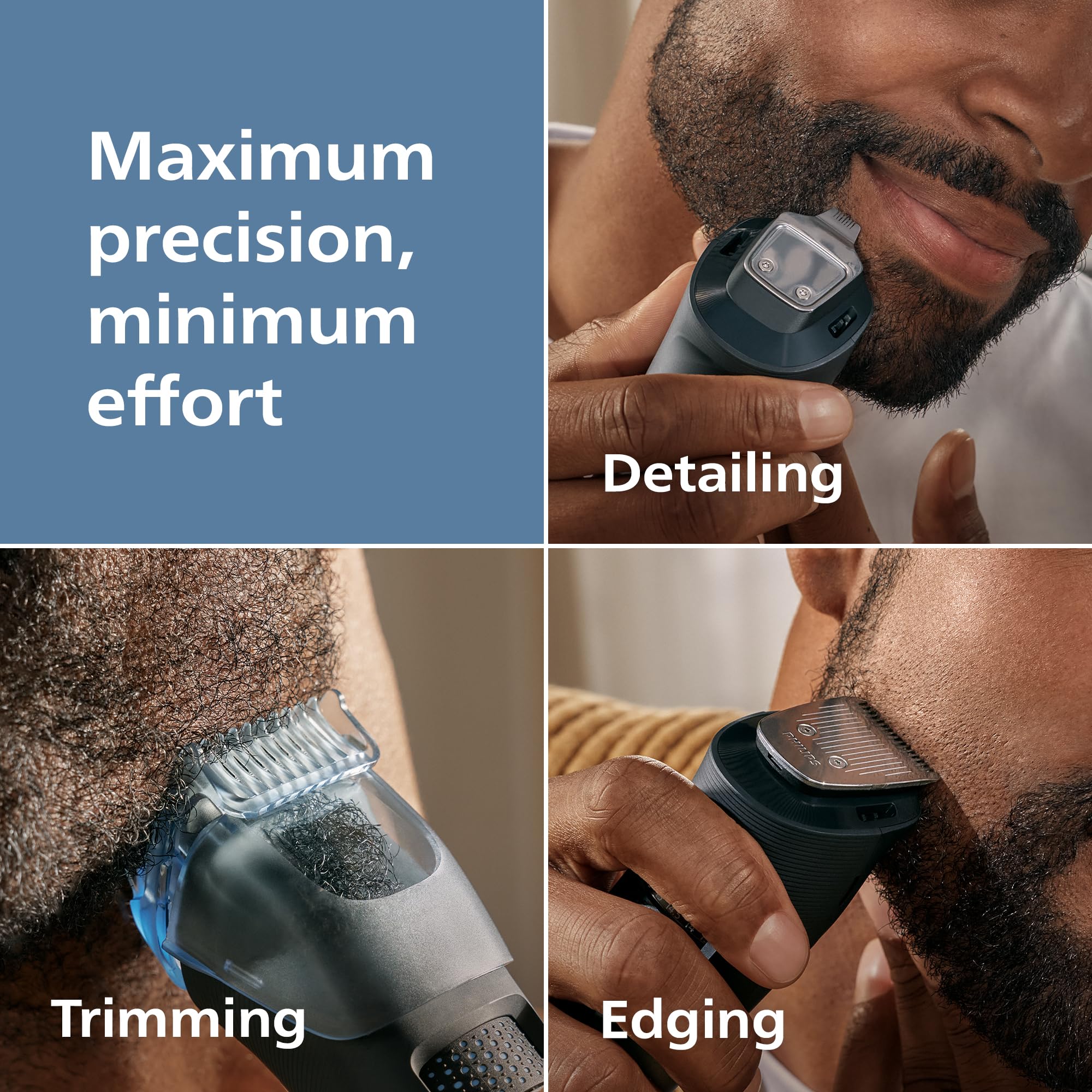 Norelco Philips Beard Trimmer 5000 Series, Men's Face Trimmer, 100% Waterproof BeardSense Tech, Precision Trimmer with Fading Combs, Self-Sharpening Blades, Hair Collector & Charging Stand, BT5785/40
