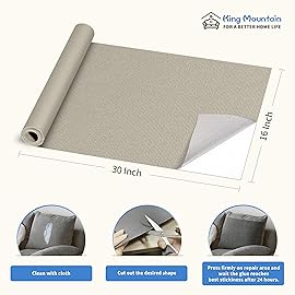 KING MOUNTAIN Canvas Repair Patch 1630 Inch Self-Adhesive Waterproof Fabric Patch for Sofas, Tents, Furniture,Tote Bags, Car Seats (Grey2.0)
