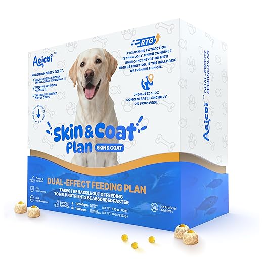 Fish Oil for Dogs, RTG Omega 3 Softgels with Stuffable Pill Concealer Treats, Skin Coat & Joint Supplement, Shedding & Itch Relief, Wild Caught Anchovy (112 Softgels + 118 Treats)