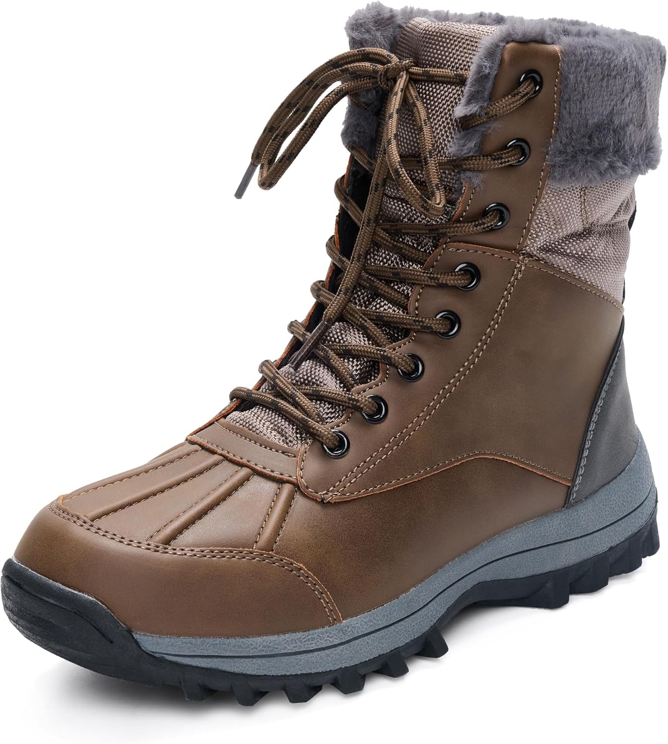 BEMIRO Women's Snow Boots Mid-Calf Waterproof Faux Fur Lace Up Warm Insulated Winter Boots For Outdoor - Image 3