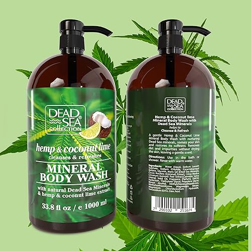 Miniatura 7 de Dead Sea Collection Jabón corporal de cáñamo y lima de coco para mujeres y hombres, con minerales puros del mar muerto, limpia e hidrata la piel,