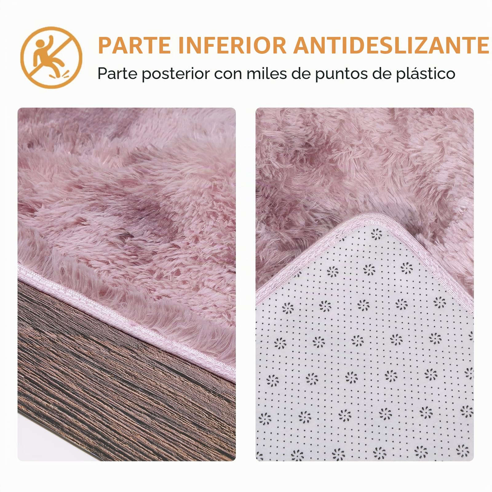 Pauwer Alfombra Salon Grande 160 x 200 cm Shaggy Rosa Alfombra Dormitorio Matrimonio Pelo Largo Suave Tapete Sala Lavable Antideslizante Modernas Tapetes para Sala, Dormitorio, Habitación Juvenil