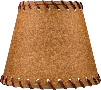 Upgradelights Oiled Parchment Empire Clip On Lamp Shade with Stitched Trim (10 Inch)
