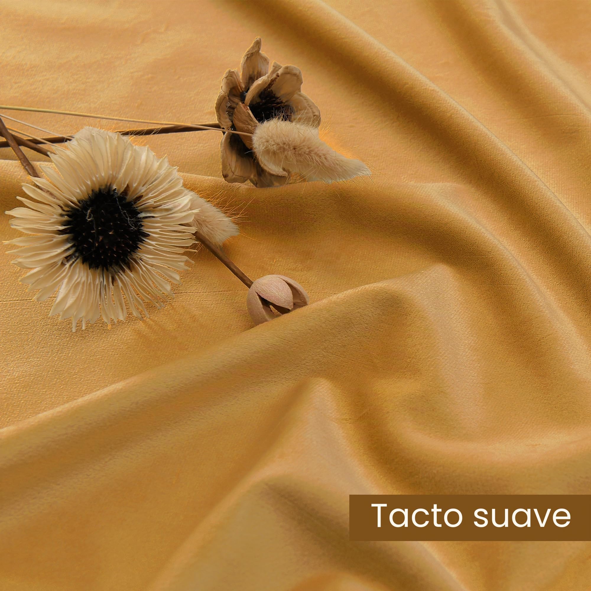 DWCN Cortinas De Salón De Amarillo Mostaza De Terciopelo, Juego De 2, H280 X 140 cm, Cortinas De Terciopelo Suave con Lazos para Cortinas, Cortinas Pesadas Opacas con Ojales para Protección contra El