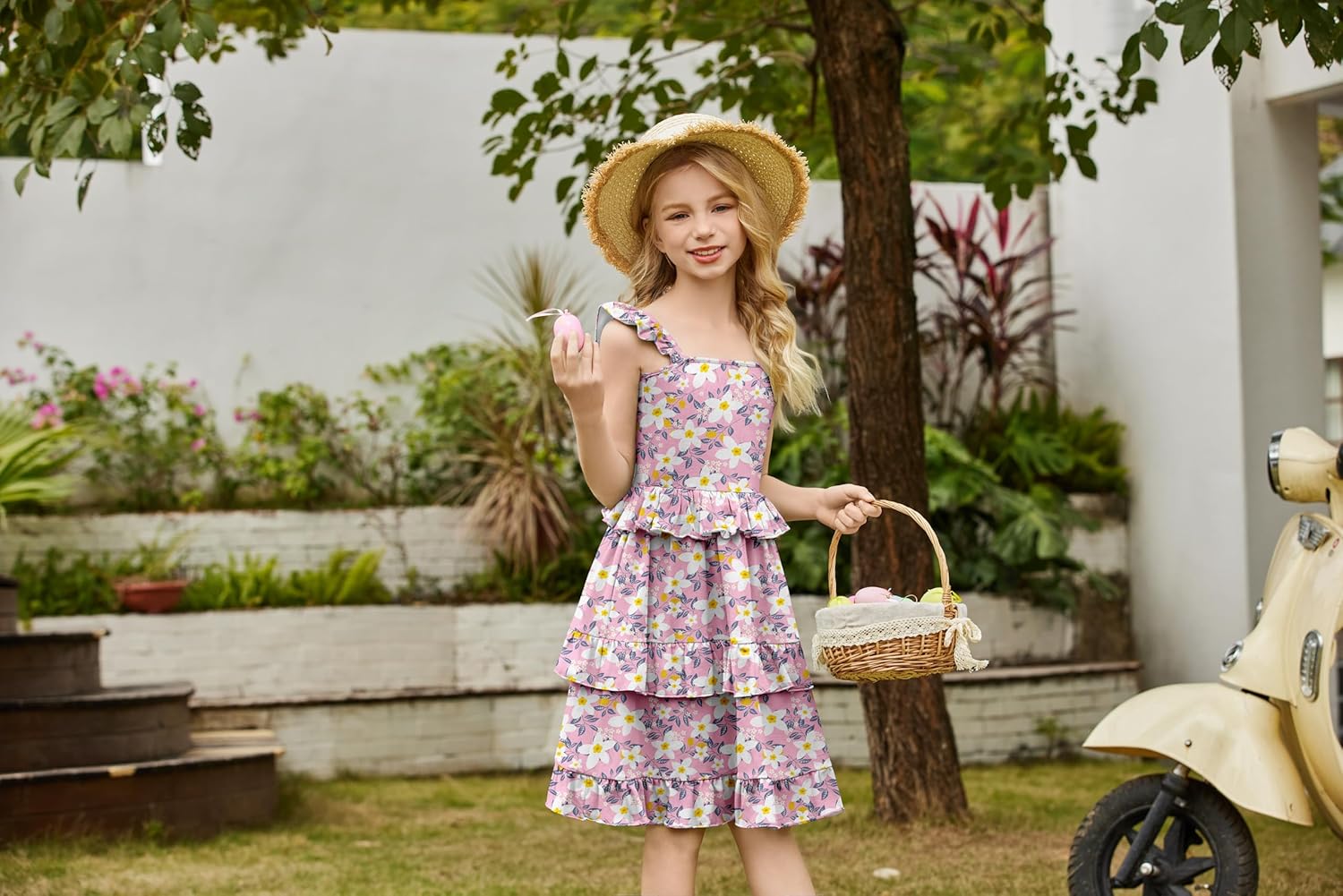 Arshiner Girls Dresses Ruffle Sleeve Tiered Casual Flowy Swing Tween Sundress with Pockets for Girls 5-13 Years - Image 6