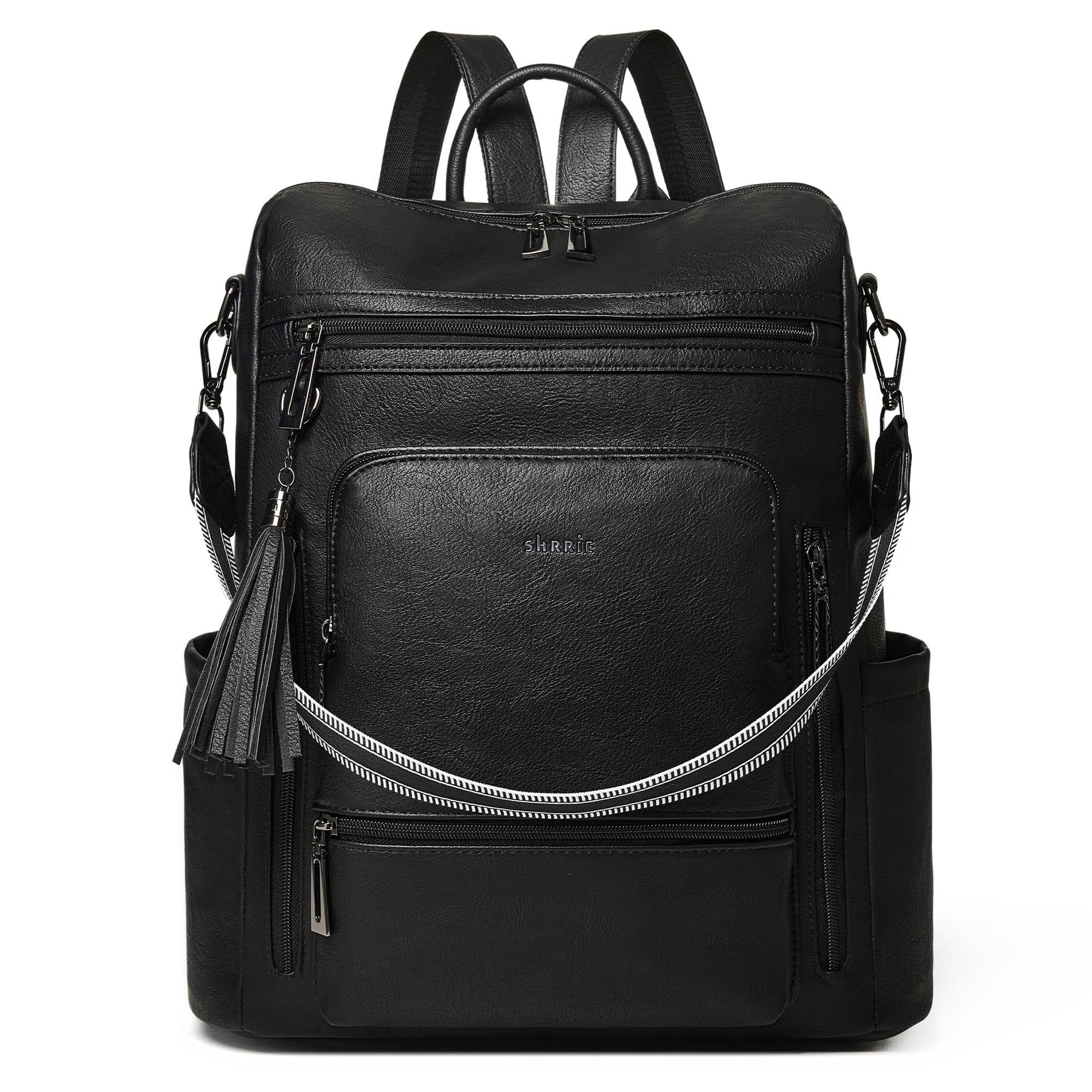 Shrrie Mochila de piel vegana para portátil de 15,6 pulgadas para mujer. Mochila de trabajo, mochila de viaje de moda para viajes, universidad, trabajo