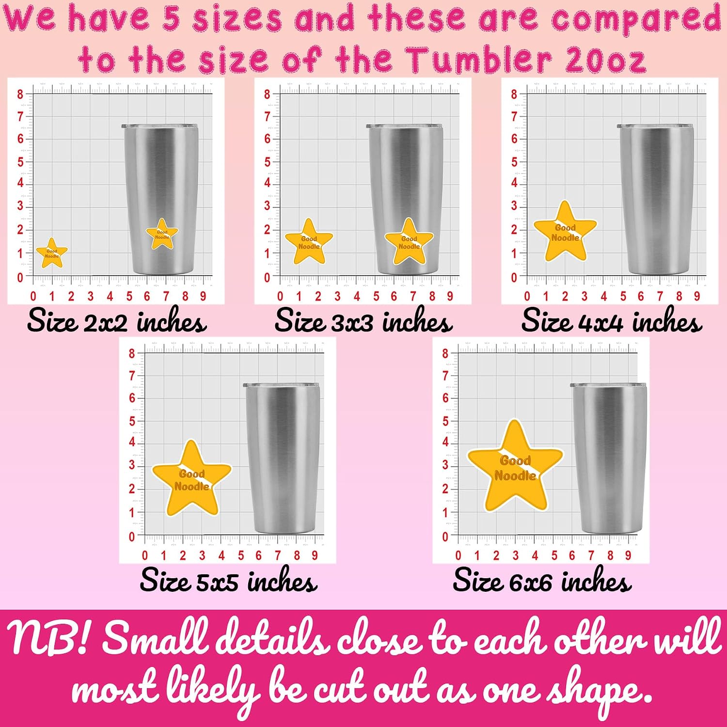Set 3PCS - Good Noodle Sticker Trendy Cute Star Die-Cut Waterproof Vinyl Sticker for Hard Hat Laptop Water Bottle Phone Case Cars Stickers Decor Decal Stuff Gift Idea for Her Him Adults Kid (2 Inches) image 5