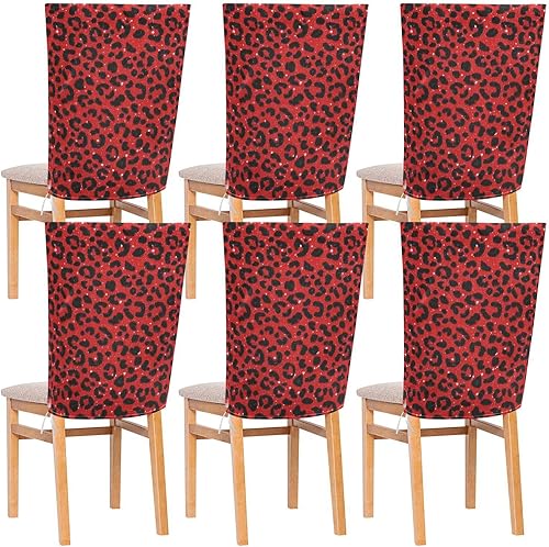 Fake Glitter Leopard Print Red Decorative Seat Covers for Chairs for Home, Restaurant, Banquet Washable Decorative Chair Covers cubiertas para