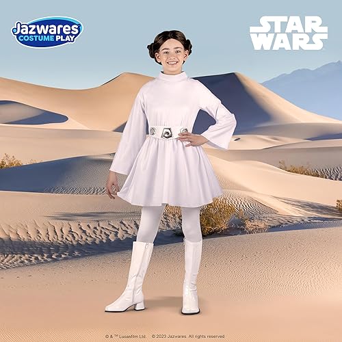 Miniatura 7 de STAR WARS Disfraz juvenil oficial de la princesa Leia, vestido con capucha con cinturón y peluca multicolor