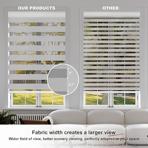 Miniatura 5 de BERISSA Persianas de cebra inalámbricas para ventana, persianas de cebra de tamaño personalizado, doble capa transparente o privacidad, control de