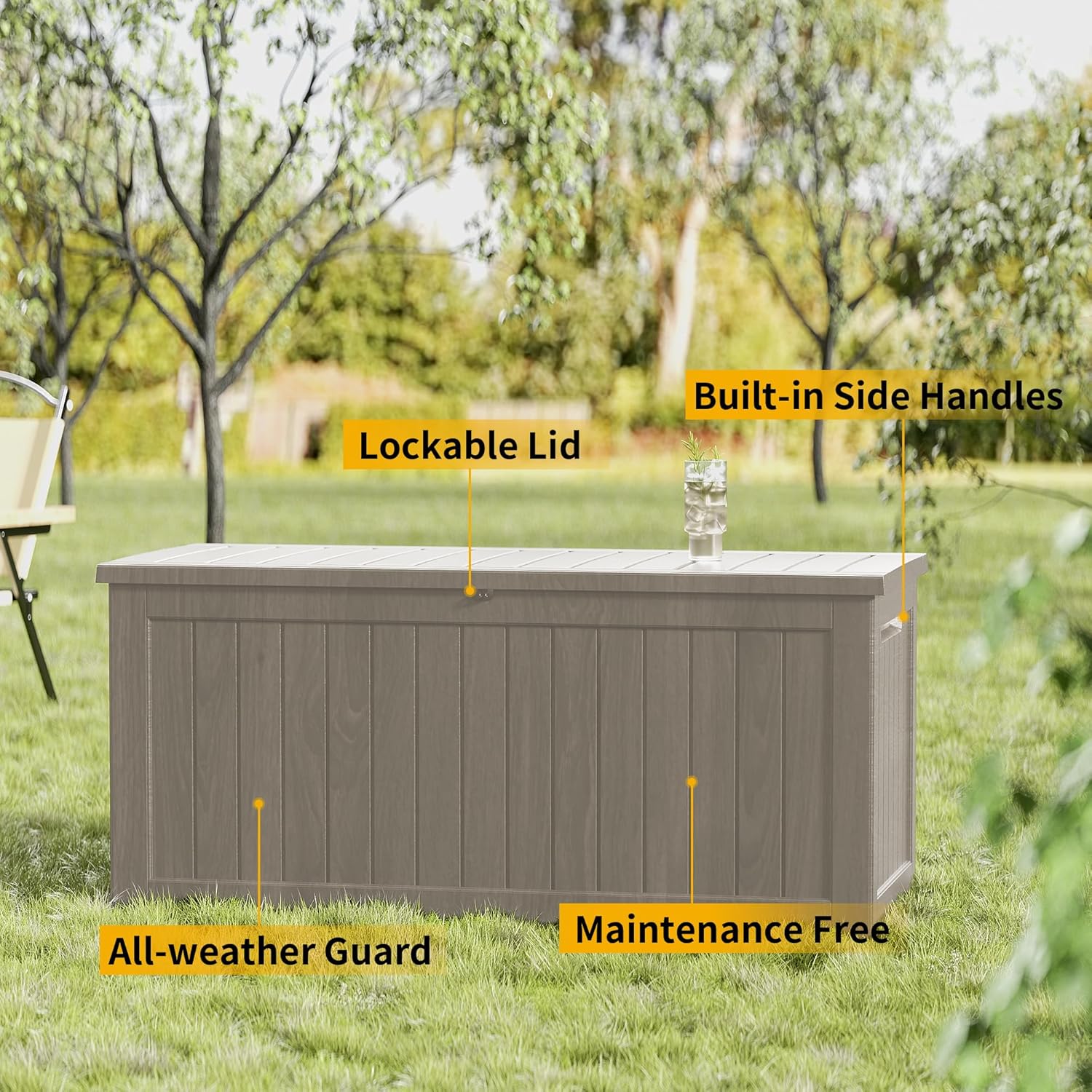 TARKARI 270 Gallon Outdoor Storage Box Waterproof, Resin Deck Boxes with Lockable Lid & UV-Resistant for Patio, Pool, Garden Furniture Cushions & Accessories, Coffee