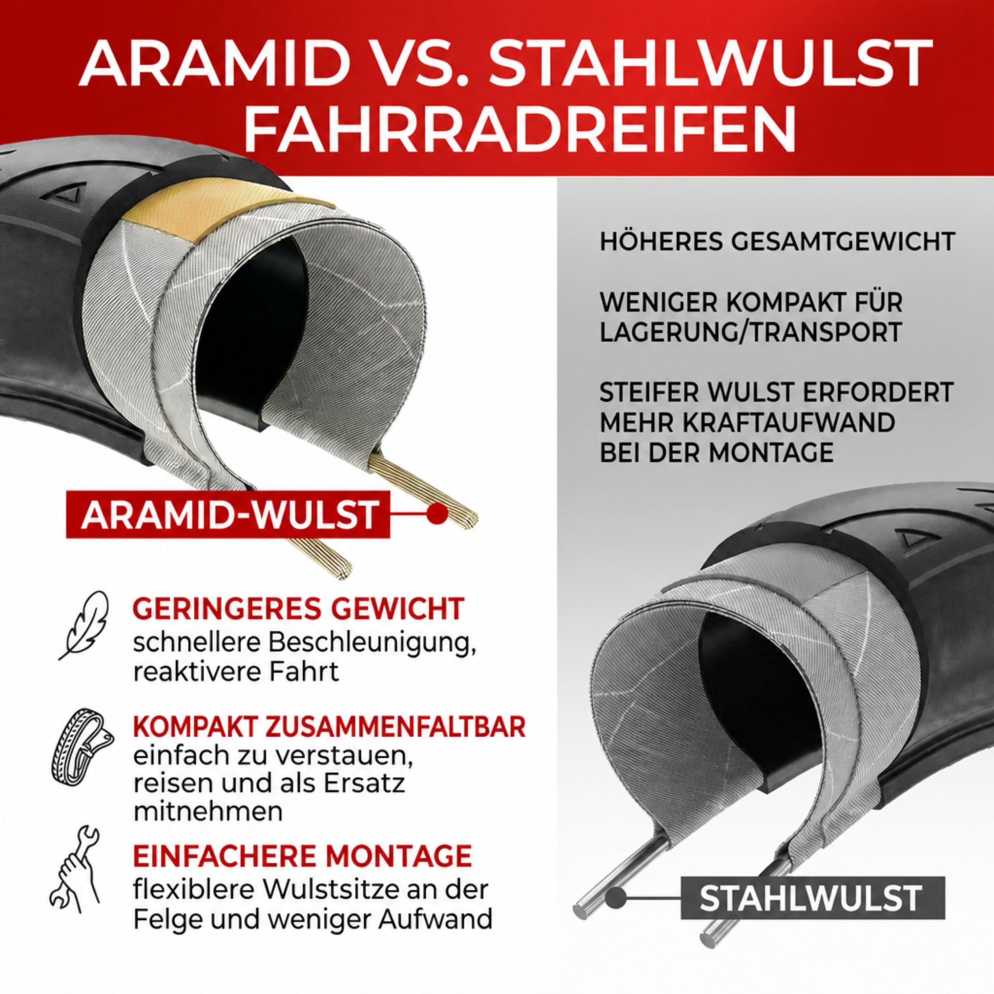 Fincci Rennrad Reifen 28 Zoll Set 2er 700x25c Faltbar 25-622 Kevlar 60 TPI | Fahrradreifen 28 Zoll 700x25c Superleicht 225g Faltreifen 2 Stueck fuer High Speed Road Bike Performance Fahrrad Mantel