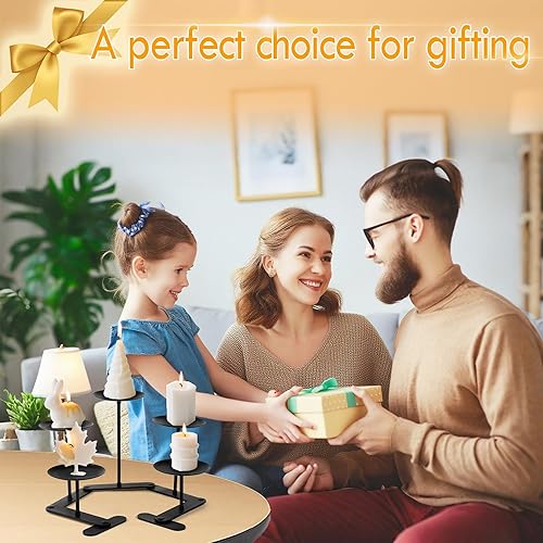 Miniatura 8 de Candelabro de hierro 5 portavelas decoración de centro de mesa de candelabro ajustable - Soporte de vela de metal con decoración en el