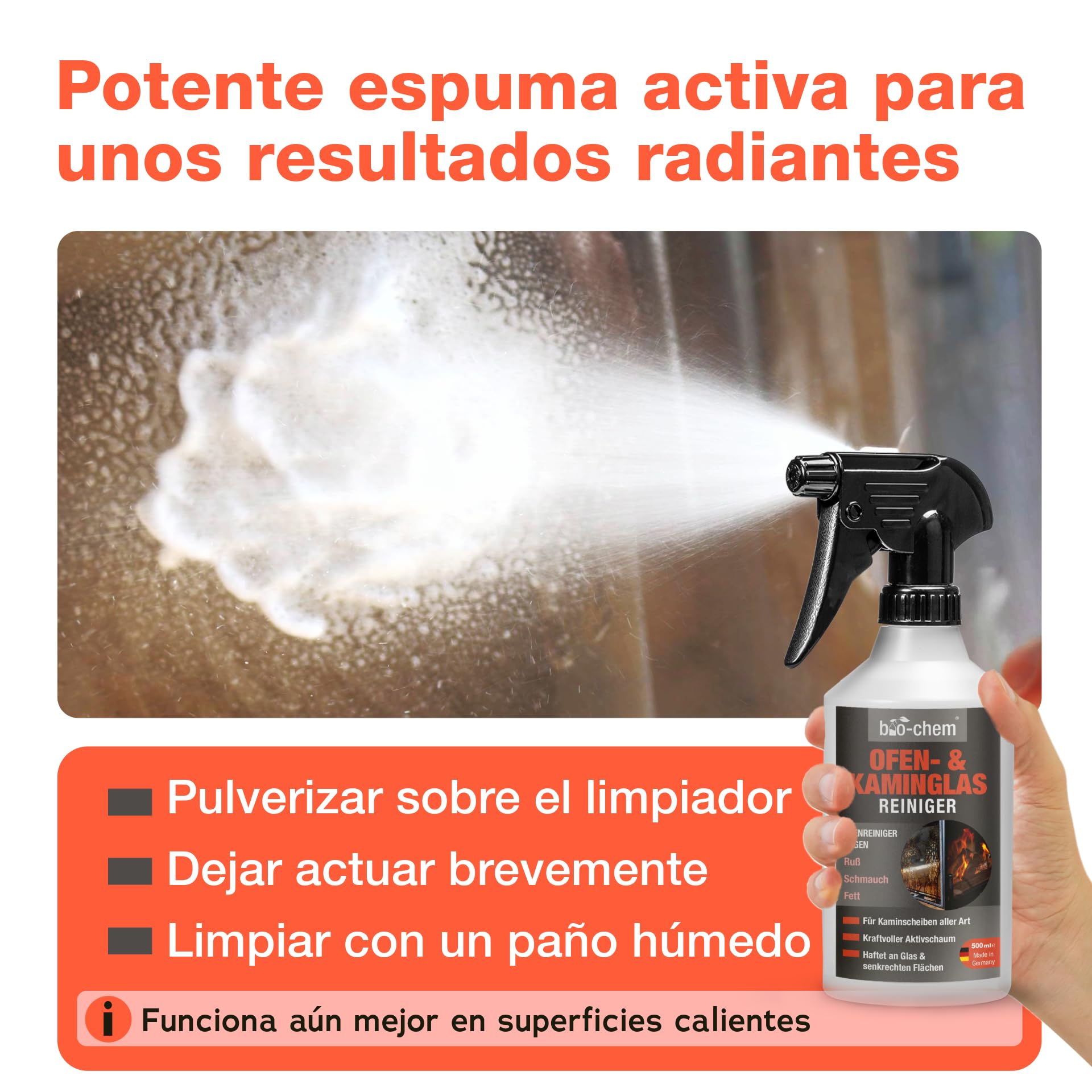 bio-chem Limpiacristales para chimeneas 3x 500ml + paño