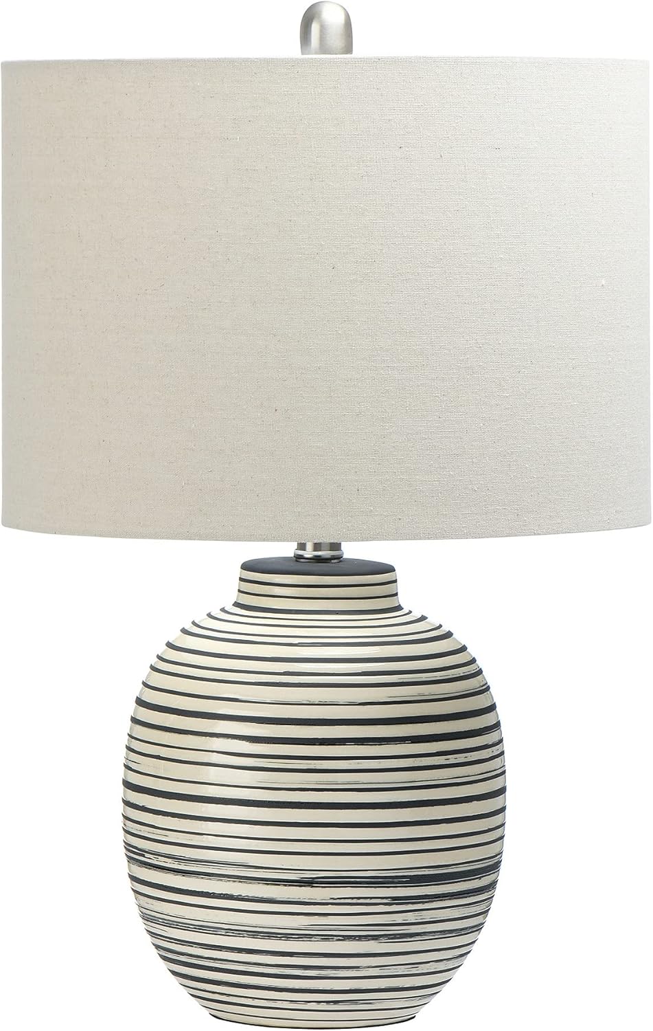 Creative Co-op EC0413 23" Ceramic Textured Striped Table Lamp, Grey