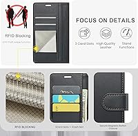 Vista 3 de Funda tipo cartera para Samsung Galaxy S21, con bloqueo RFID, soporte para tarjetas de crédito, de piel sintética, función atril, funda protectora a