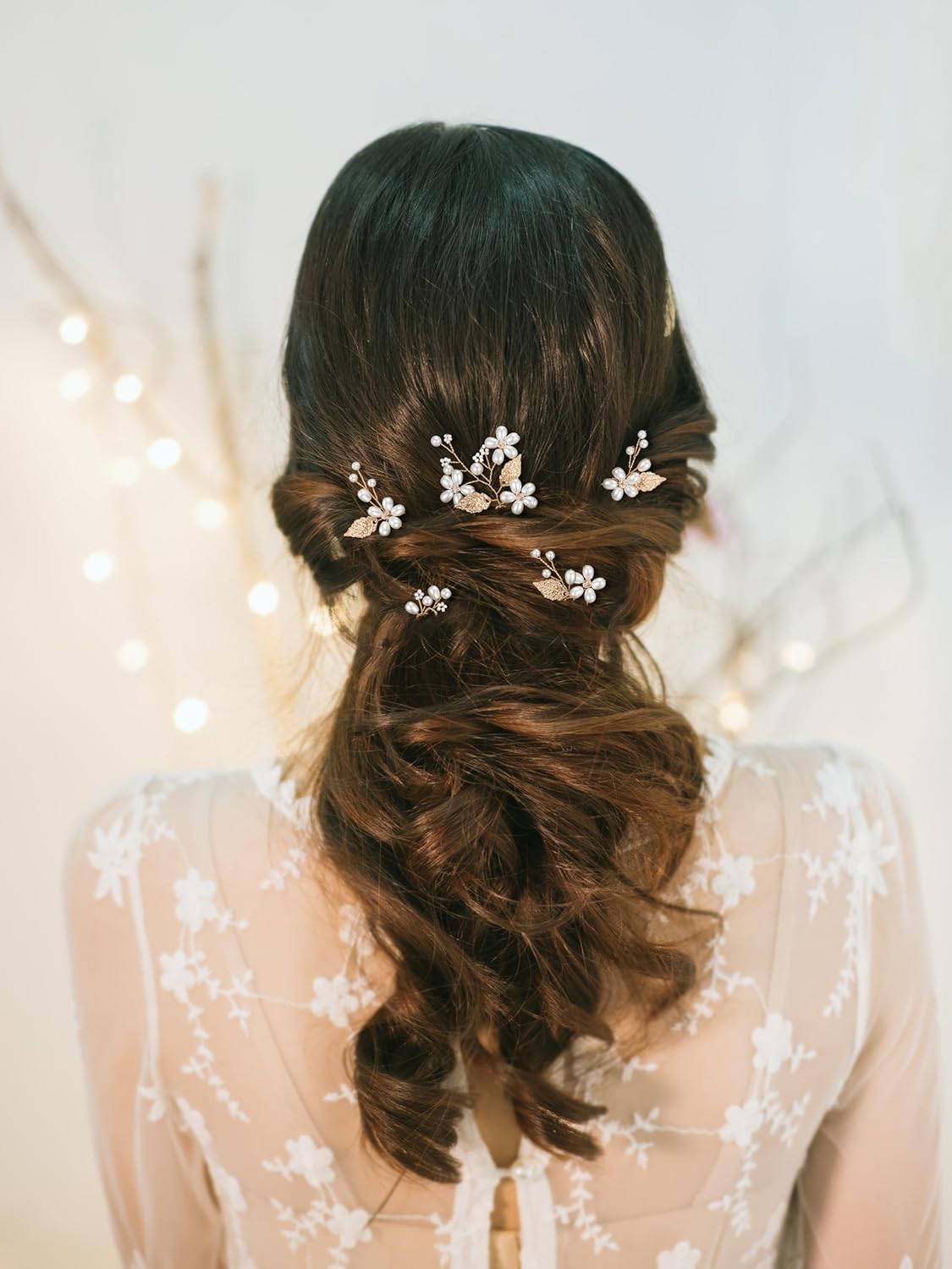 SWEETV 7 Pieces Bride Hair Accessories Pearl Wedding Hair Pins Leaf Bridal Hair Piece Vintage Hair Headpiece Leaf Hair Clips Jewelry for Women Bridesmaids Brides Flower Girls - Image 5