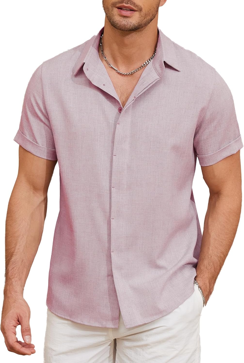 Men’s Short Sleeve Button Down Shirt Casual Stylish Lightweight Beach Shirt for Men Summer Vacation Dress Shirts